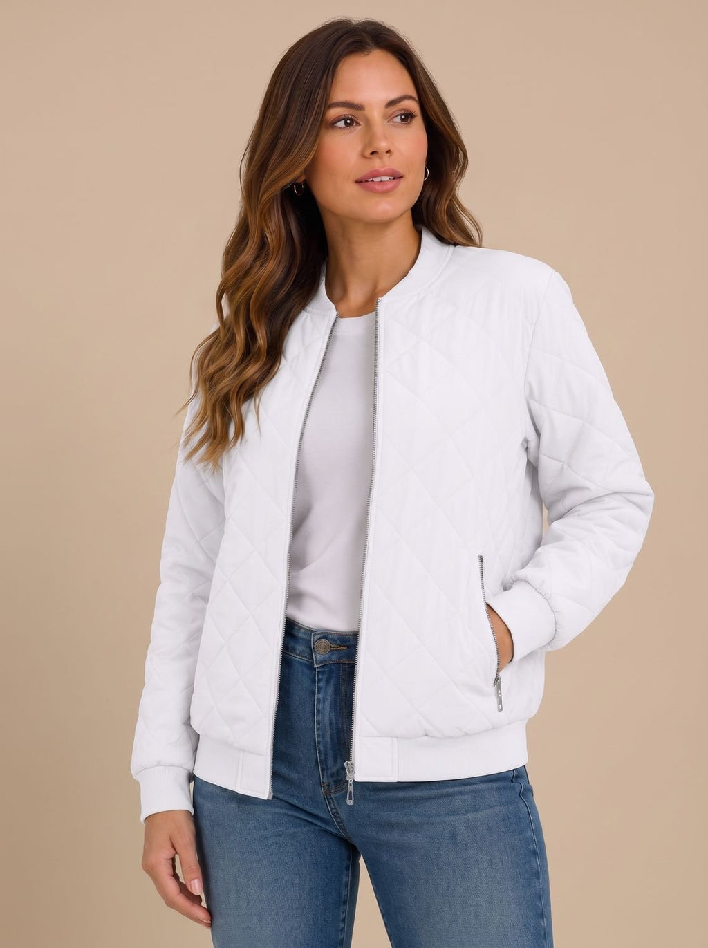 Bolsillo lateral con cremallera de la cazadora bomber TAMVELA