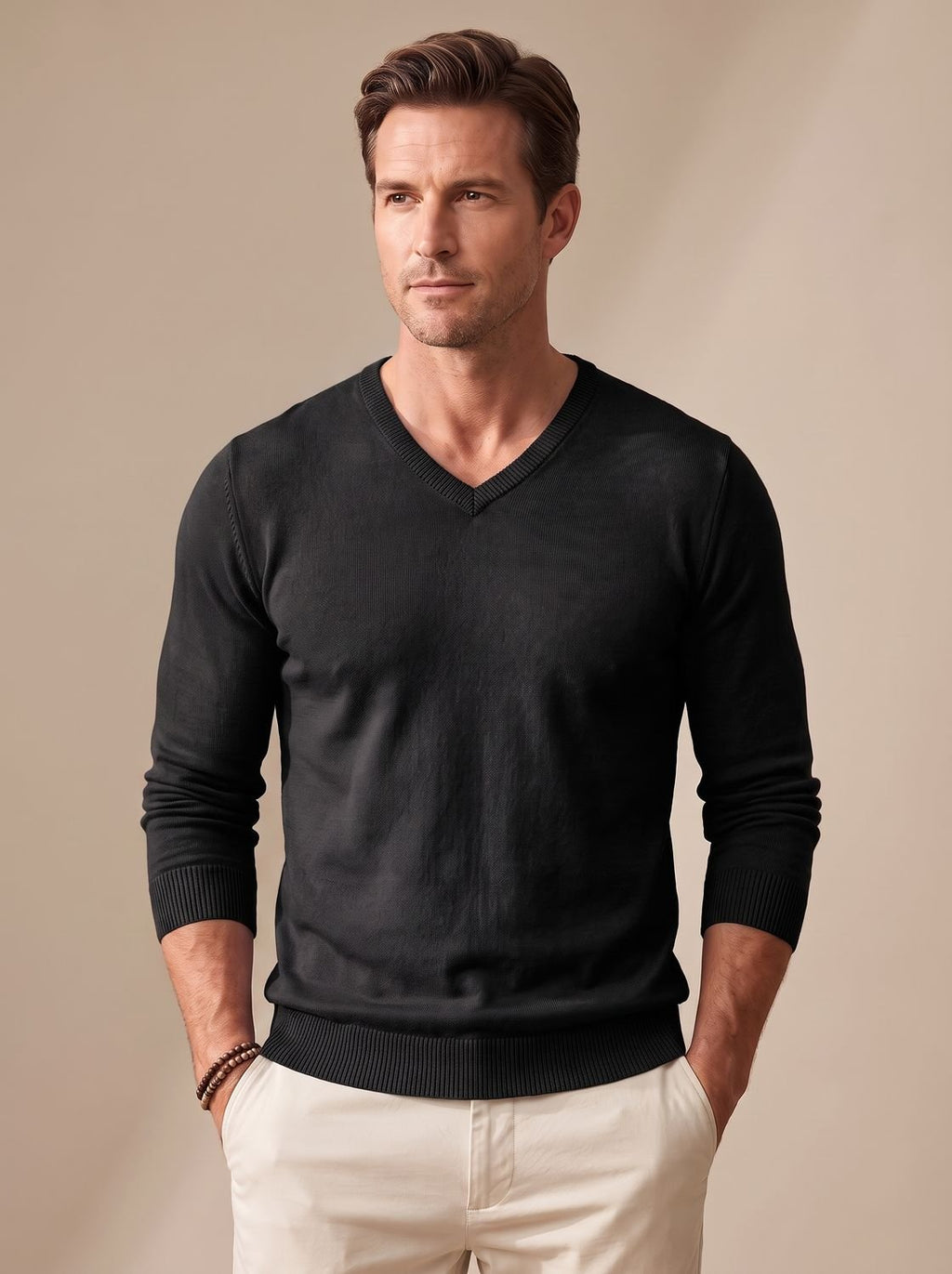 Jersey de punto fino en color burdeos para hombre