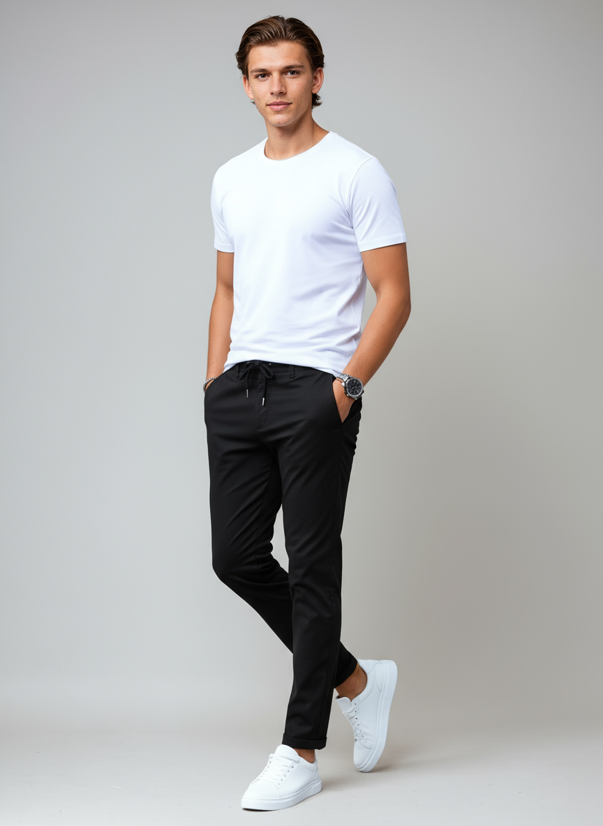 Vista frontal del pantalón chino de hombre THERON