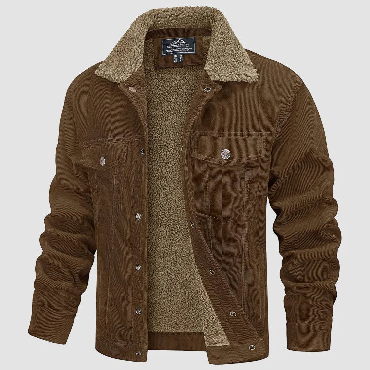 Chaqueta de pana con forro de borreguito para hombre, modelo Bruno