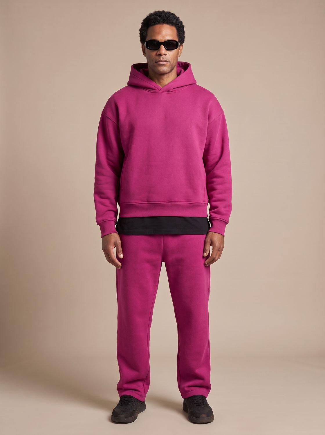 Pantalón jogger a juego con cintura elástica del conjunto chándal oversize