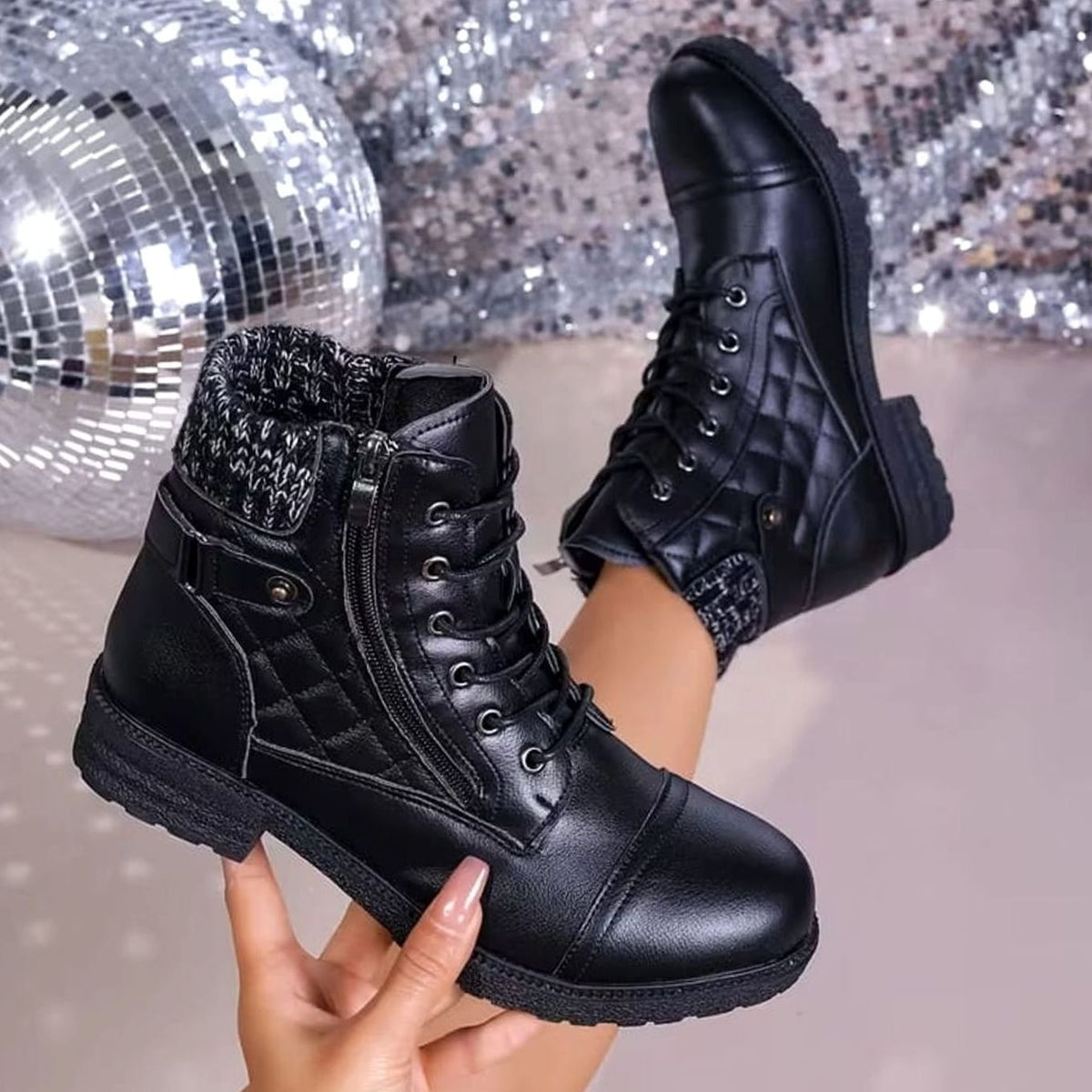 Botines de mujer acolchados, vista de conjunto de colores disponibles