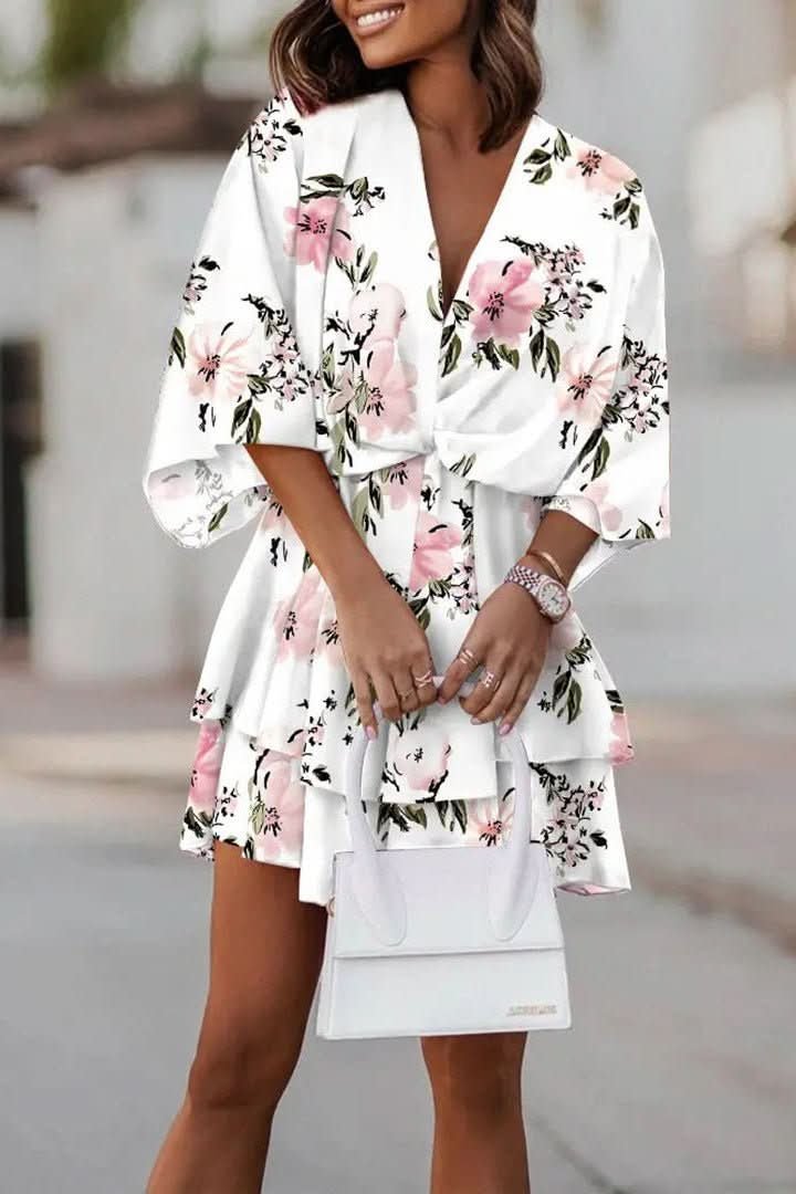 VALERIA – Vestido mini bohemio con estampado tropical para mujer - Noa Lagos
