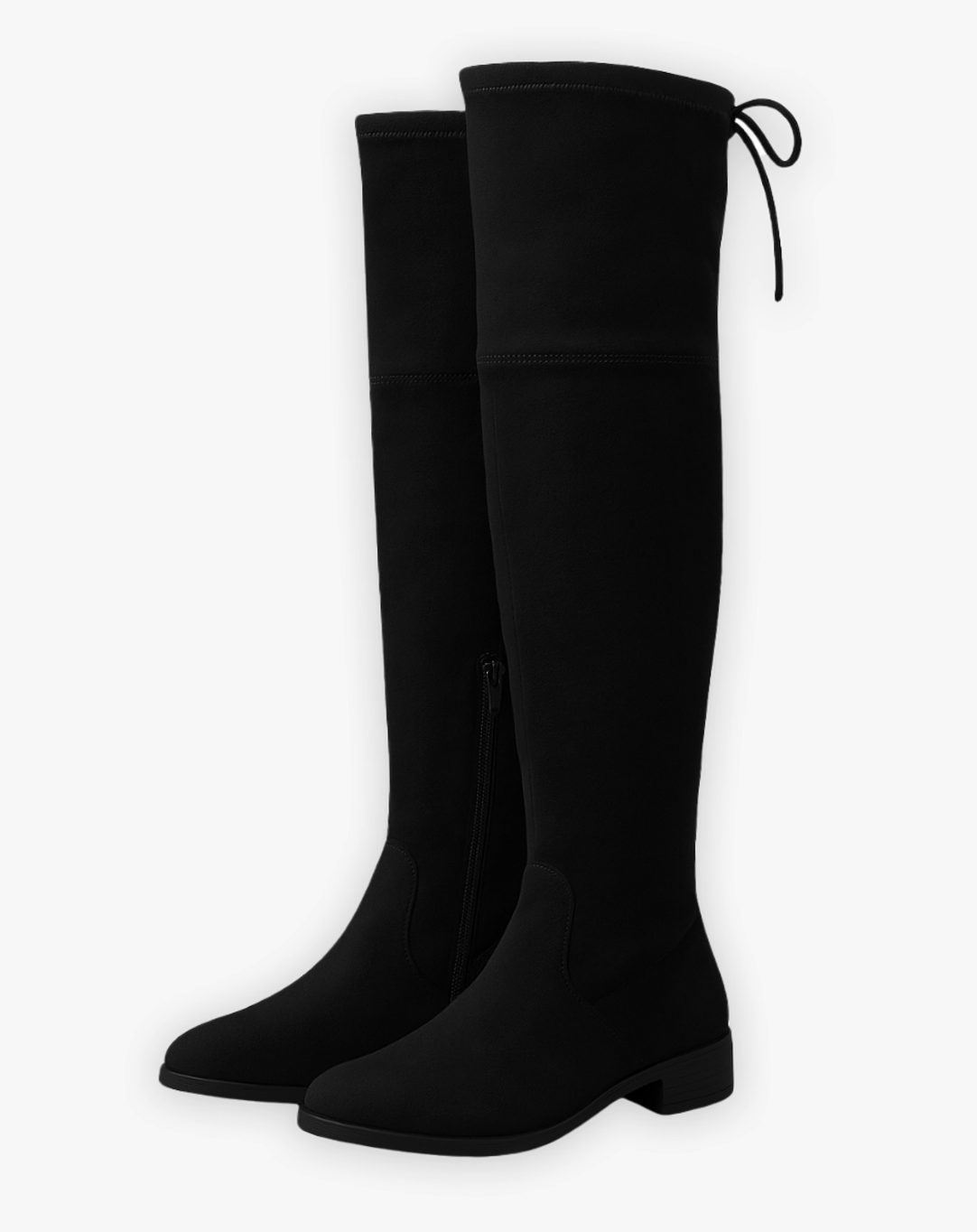 Botas over the knee planas combinadas con look de entretiempo para mujer