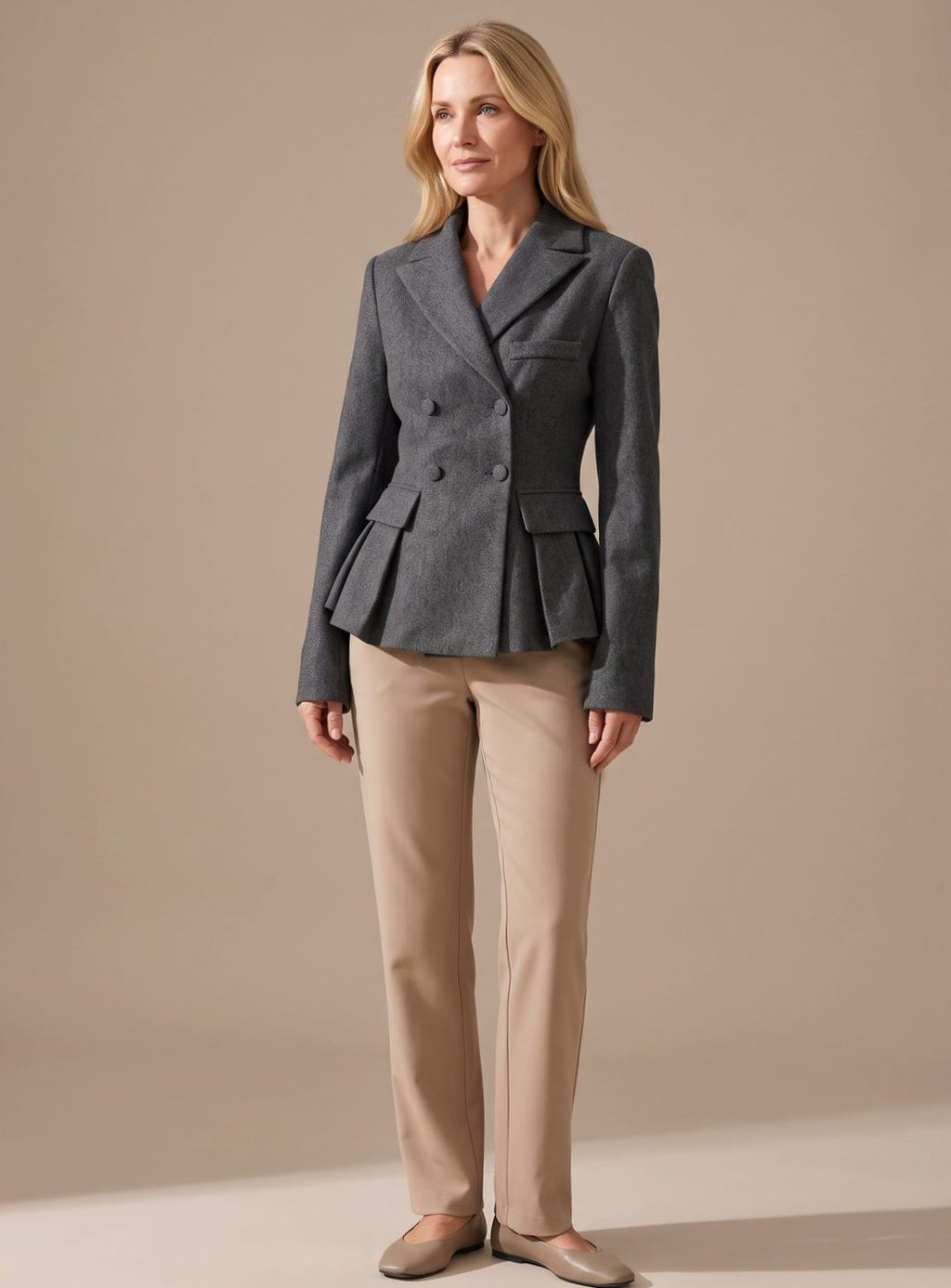 Blazer de manga larga combinado con look de oficina